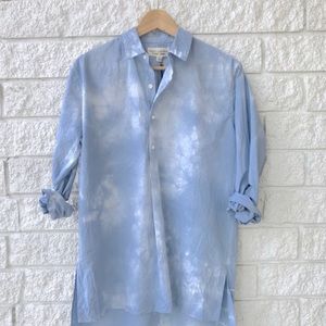 Nili Lotan Ambrose Tie-dyed Crinkled Cotton-poplin Tunic In Blue